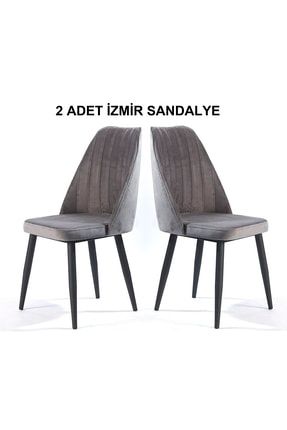 2 Adet Izmir Yemek Odası Sandalyesi - Metal Ayaklı - Silinebilir Kumaş IZMRMTLKMS