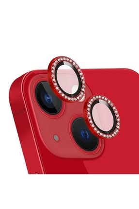 Iphone 13 / Iphone 13 Mini Uyumlu Kırmızı Swarovski Taşlı Kamera Lensi Koruma TYC00487265035