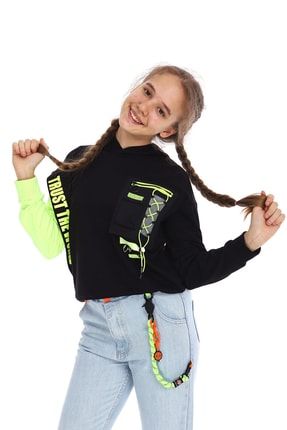 Kız Çocuk Cep Detaylı Kapşonlu Sweatshirt 10-15 Yaş 14161 GRPCM00014161