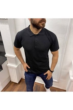 Polo Yaka Slim Fit Düğmeli Erkek T-shirt TS005 - SİYAH