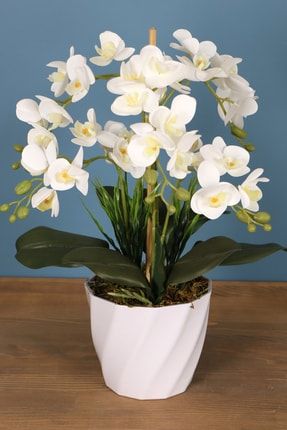 Melamin Saksıda 36 Kandilli Mini Yapay Islak Orkide Tanzimi Beyaz Sarı YPCCK-FKYT-947