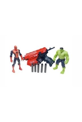 Oyuncak Sünger Mermi Atan Silah Spiderman Ve Hulk Figür Işıklı Figür Karakter PRA-6480071-9404