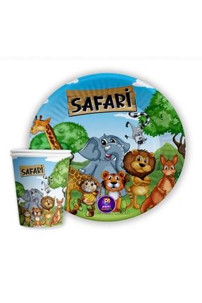 Safari Temalı Tabak Bardak Set 8 Adet Doğum Günü Parti Malzemesi Seti Össfrtbkst8