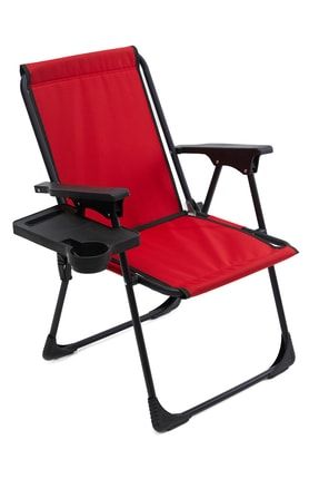 Kamp Sandalyesi Katlanır Piknik Sandalye Dikdörtgen Bardaklıklı Kırmızı TYC00211734527