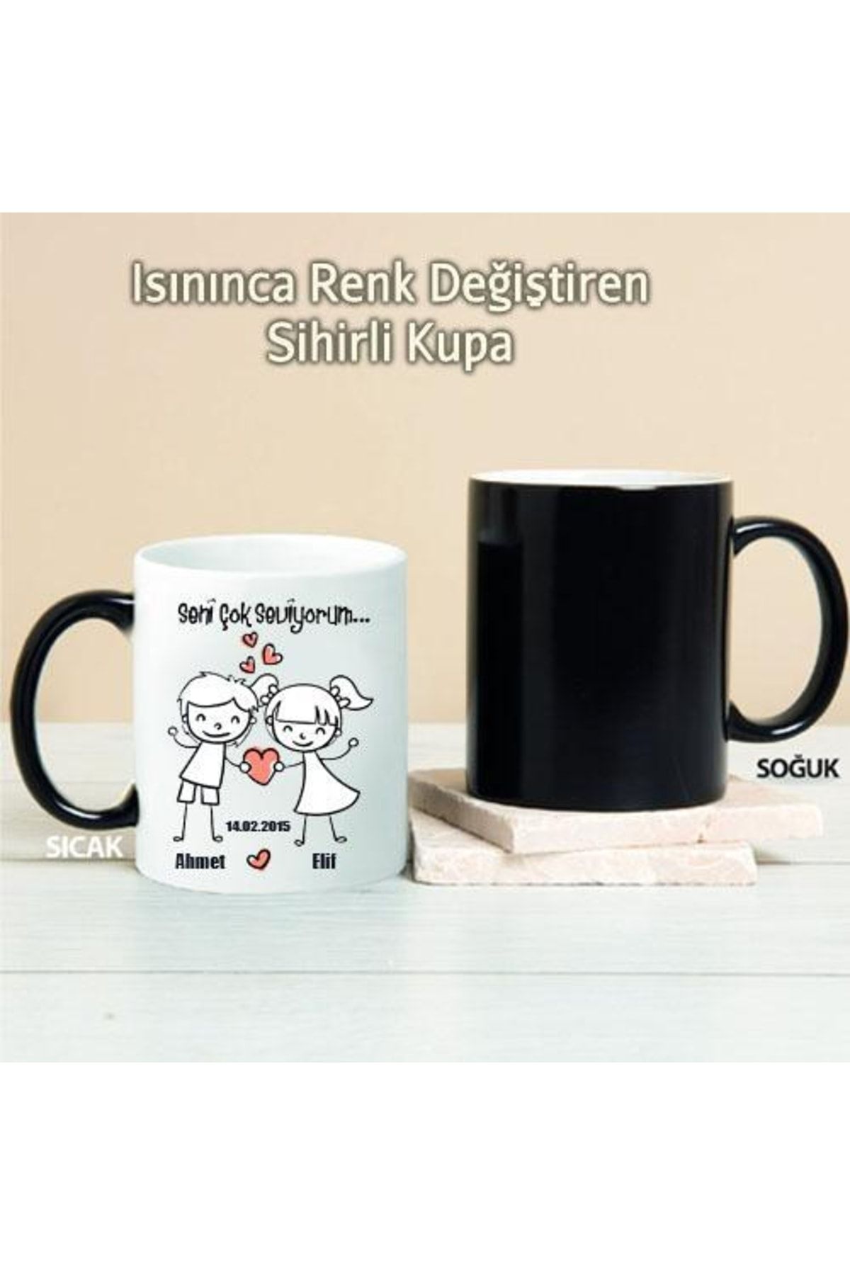 Genel Markalar Seni Çok Seviyorum Kişiye Özel Sihirli Kupa Pi05