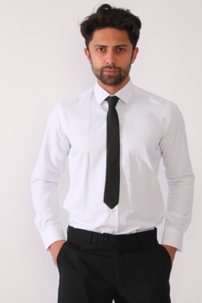 Erkek Mikrosaten Beyaz Slim Fit Gömlek G40-SLIM FİT