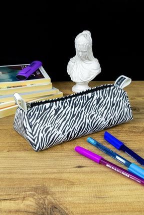 Kalem Kutusu Mini Zebra Vegan Deri (KALEMLİK VE MAKYAJ ÇANTASI) ÜOS-002