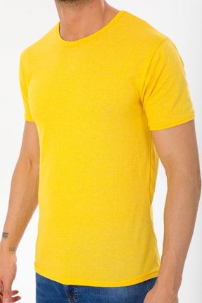 Dar Kalıp Slim Fit Erkek T-shirt Sarı RoxSMK
