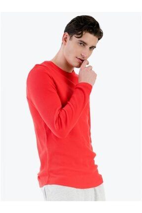 Neon Kırmızı Uzun Kollu Yazlık Erkek T-shirt 70015
