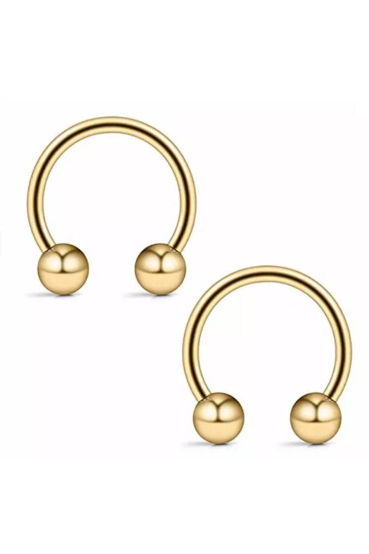 316l Surgical Steel 2-Piece Set 6mm Ball-Tipped Gold Color Septum Piercing