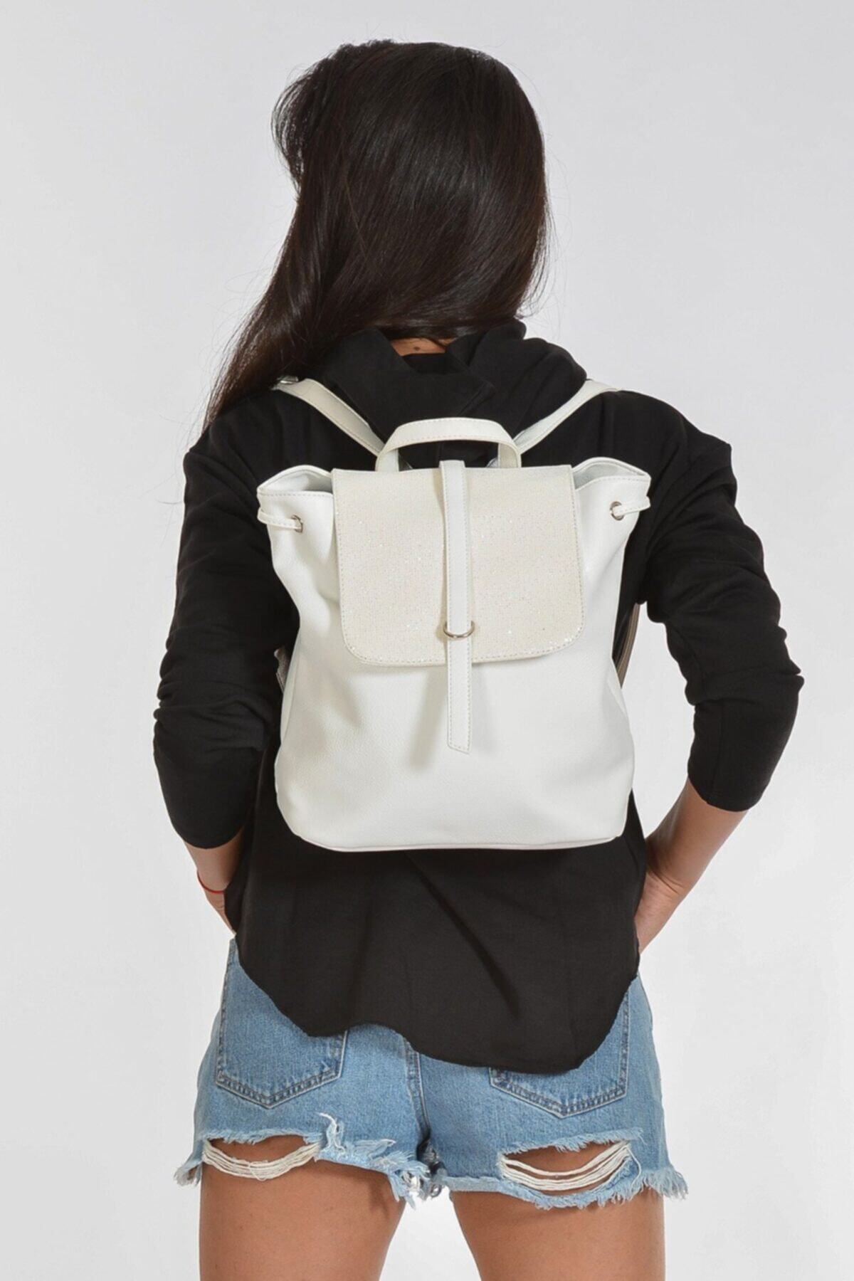 کوله پشتی زنانه سفید Moda1001 | 40802 اورجینال - تصویر 3