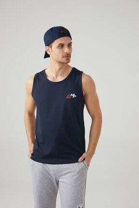 Erkek Sıfır Kol Lacivert T-shirt Tekstil 201-5007mr 300 201-5007MR 300