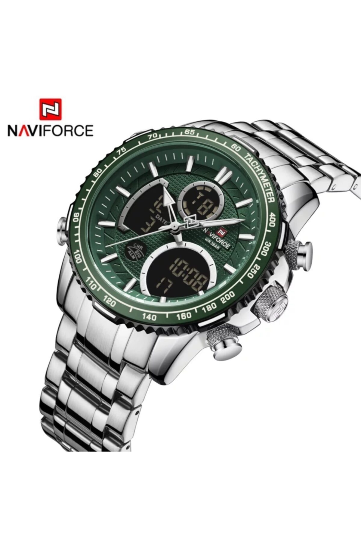 Nf9182 Analog Digital Steel Band Men Wrist Watch