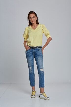 Kadın Sarı Kısa Kol Bluz 8S16070NW