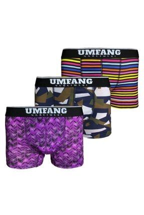 3'lü Renkli Desenli Boxer Set UMFANG3005