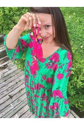 park moda trendbysena otantik yakasi puskullu yesil italyan bohem elbise fiyati yorumlari trendyol