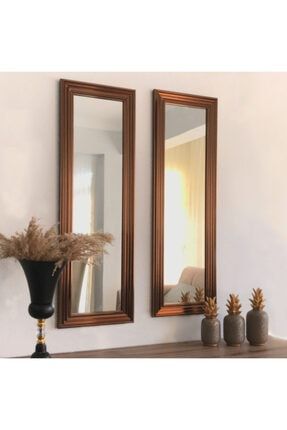 2'li Dekoratif Bronz Çerçeveli Salon Ofis Aynası B700