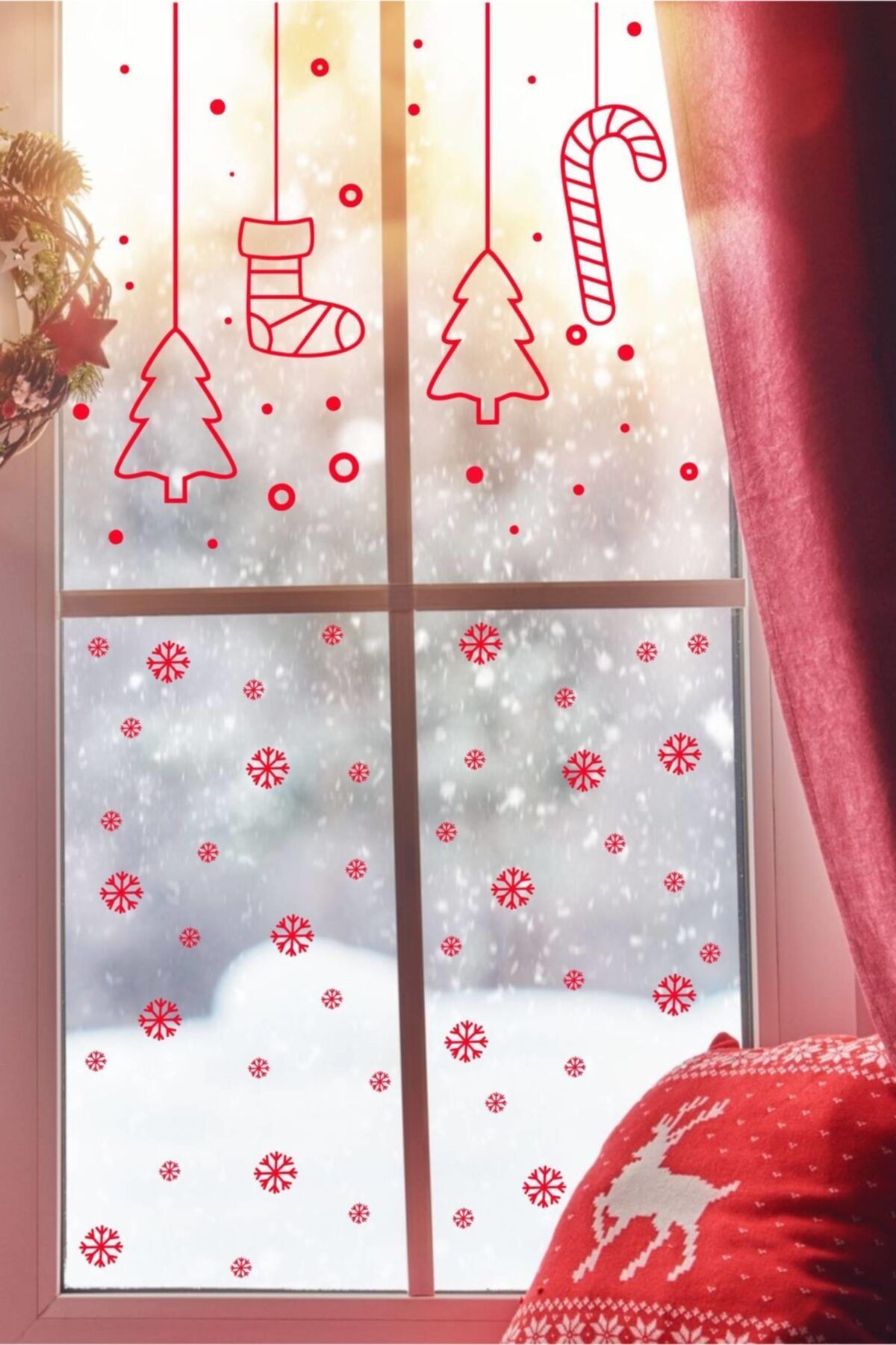 MSticker Yılbaşı Sticker - Yılbaşı Cam Duvar Sticker - Christmas Özel