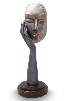 Kadın Yüzü Figürü Mavi Dekoratif Biblo Ma-kdn-056