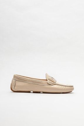 Kadın Bej Deri Loafer Ayakkabı BIBIANA