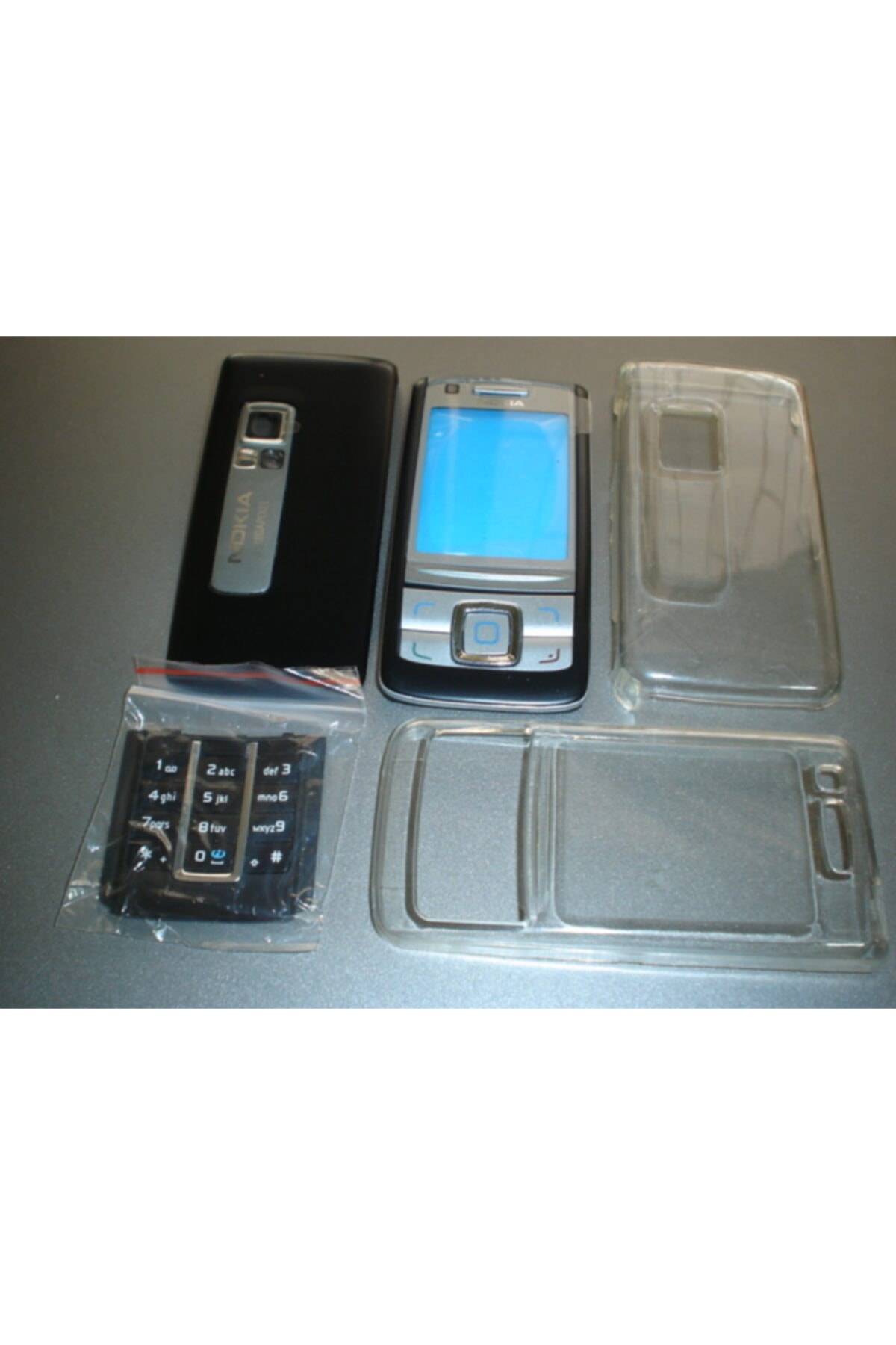 nostaljikcep Nokia 6280 Kapak Tuş Takımı+koruyucu Sert Şeffaf Kılıf