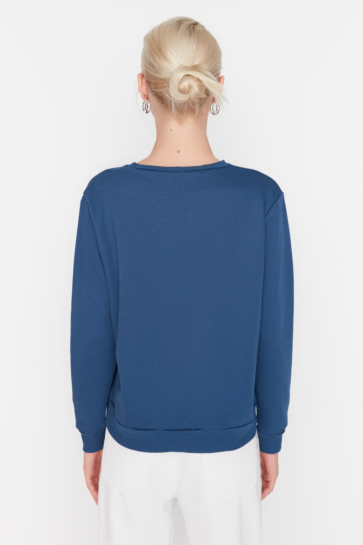 Trendyol Collection Sweatshirt Dunkelblau Regular Fit Fast ausverkauft NZ10853