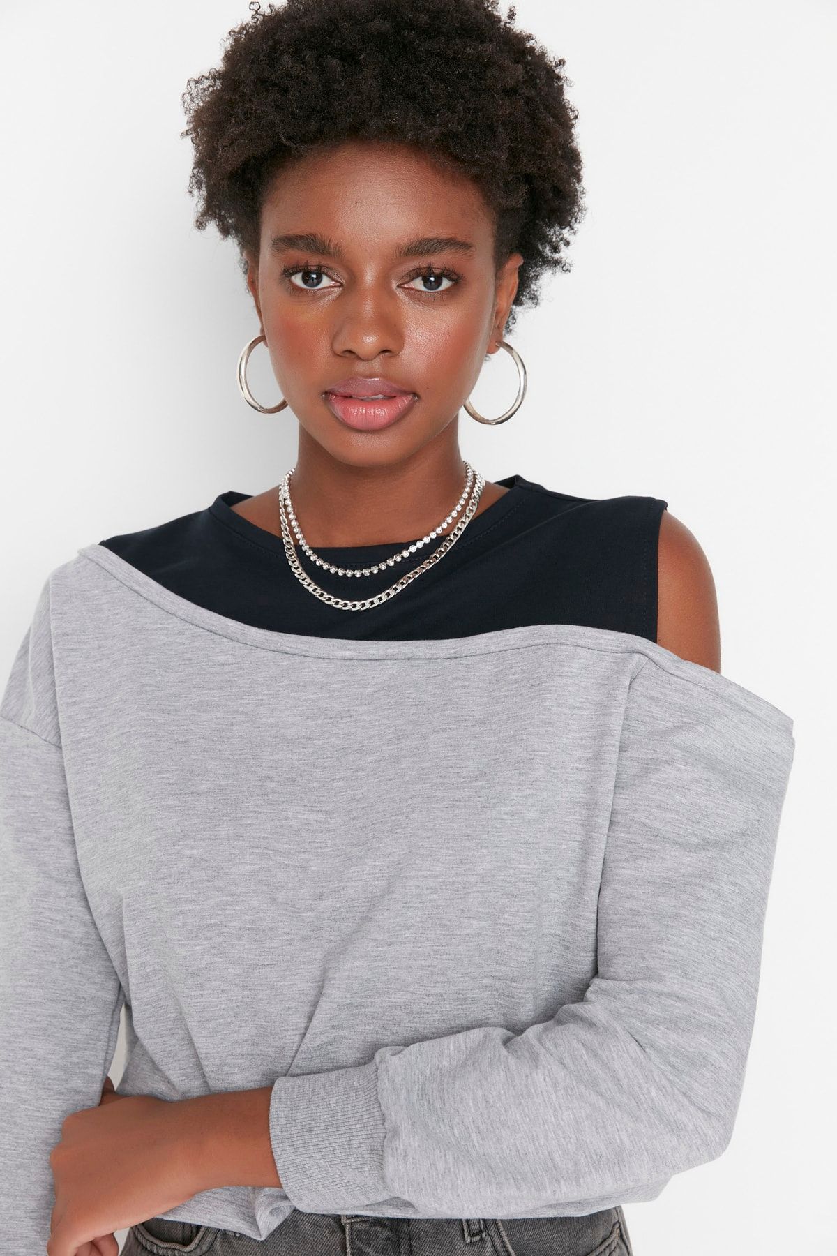 Gray off the shoulder sweatshirt shop