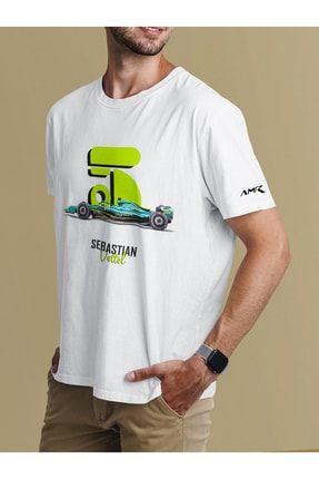 Sebastian Vettel Aston Martin22 Beyaz T-shirt ZEP1323