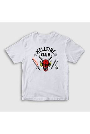 Unisex Çocuk Beyaz Hellfire Club Dizi Stranger Things T-shirt 309529tt