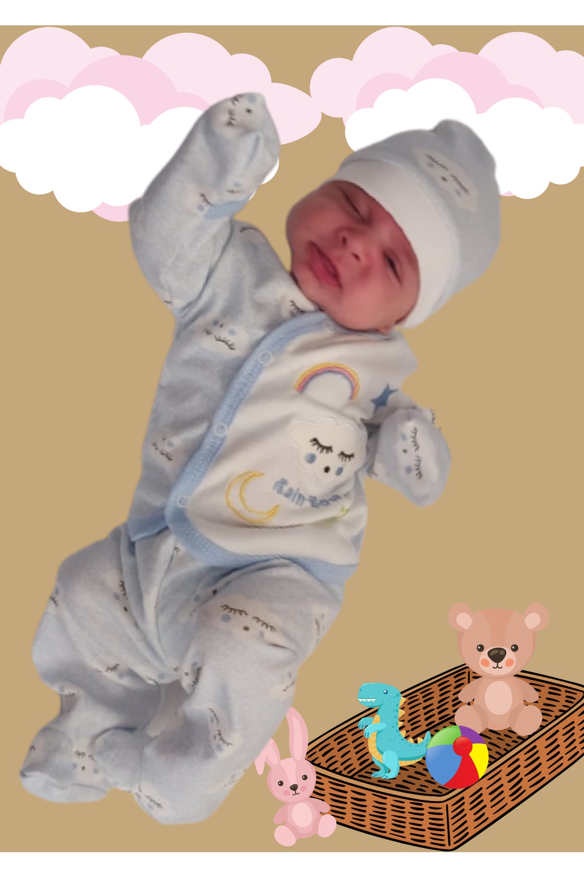ست نوزادی پسرانه – دخترانه صورتی GONCA | 20068450 اورجینال - تصویر 5
