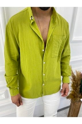 Gömlek Oversize Yeşil Pamuklu Bol Kesim Gömlek KC00001