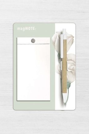 Beyaz Gül | Buzdolabına Kalemli Ve Magnetli Notluk mgnt0003
