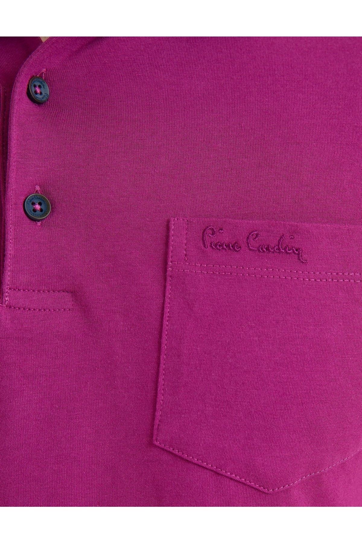 Pierre Cardin تی شرت یقه دار فوشیا Regular Fit Basic