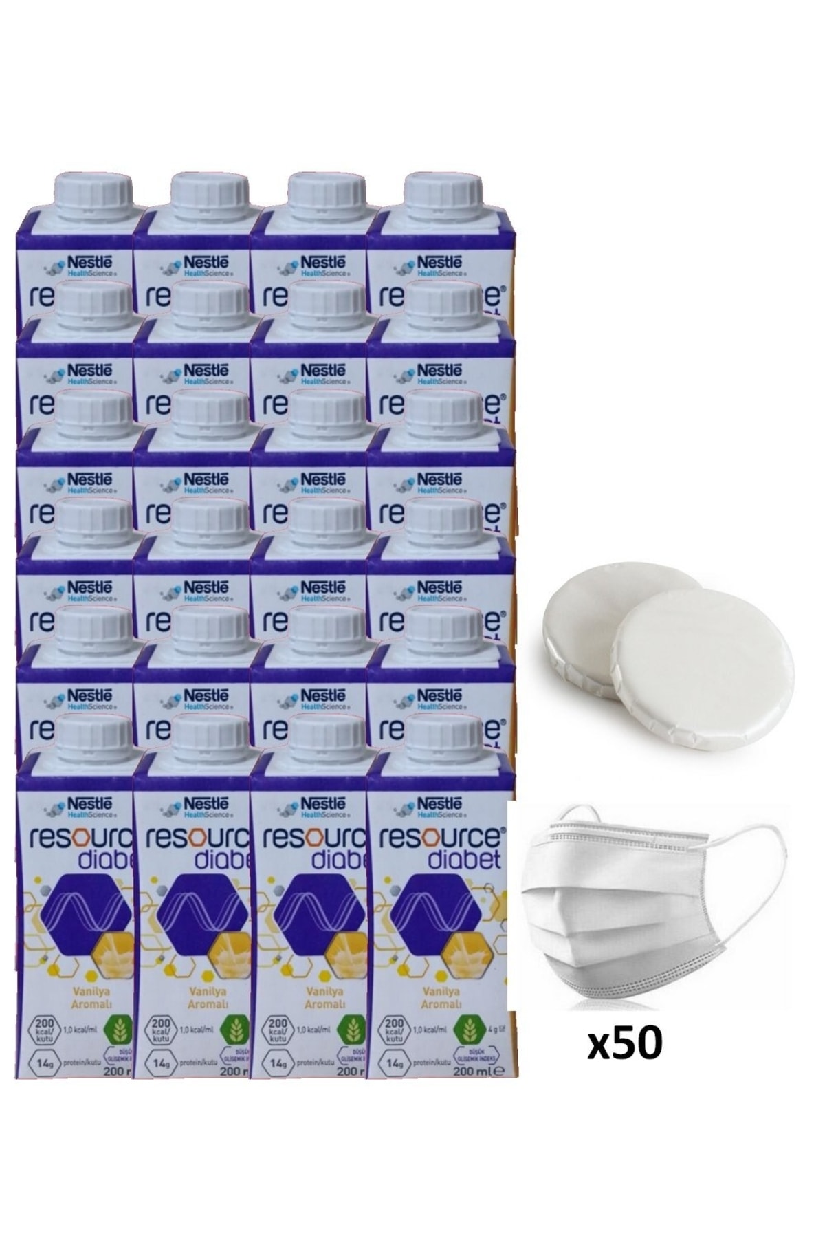Nestle 24 Adet Diyabet Sütü Vanilya Aromalı 200 Ml. + Mini Sabun & 50 Adet Maske Hediye