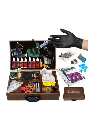 XLINETATTOO Çift Makinalı Çantalı Dövme Seti Tattoo Set - Dijital Adaptör