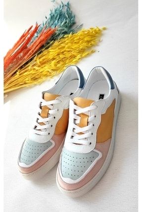 Çok Renkli - Kadın Renkli Hakiki Deri Sneaker OF192001