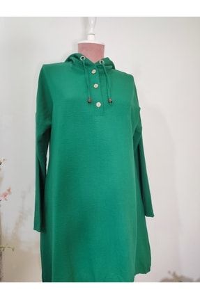 Derşa Tunik Gömlek Yeşil Kapşonlu 4117