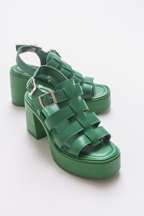 Duple Yeşil Kadın Topuklu Sandalet 16-41