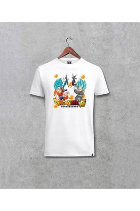 Dragonball Anime Baskılı Tasarım Unisex Beyaz Tişört 5516drrk93561111