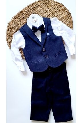 Erkek Çocuk Yelekli Papyonlu Smokin Takım Elbise ES179
