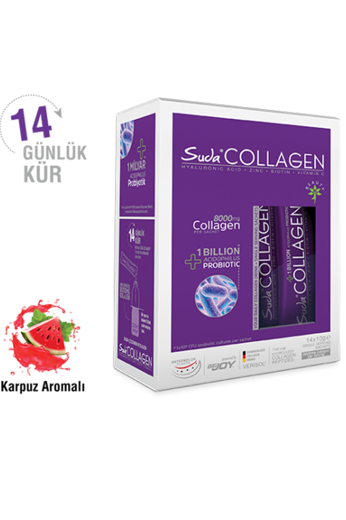 Suda Collagen Probiotic 10 gr X 14 Şase Karpuz Aromalı