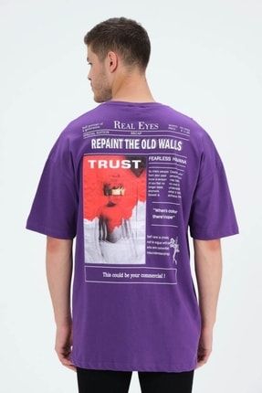 Mor Trust Real Eyes Repaint The Old Walls Güven Oversize Tshirt 4238