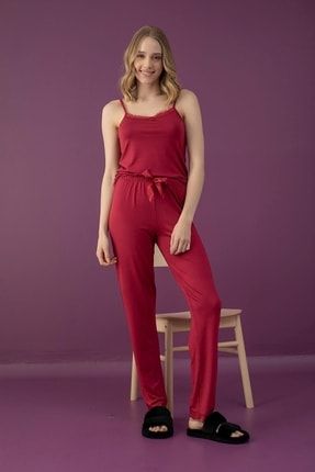 Kadın Düz Renk Viskon Ip Askılı Pijama Takımı - (elt3701-3) 3-37ELT01-3
