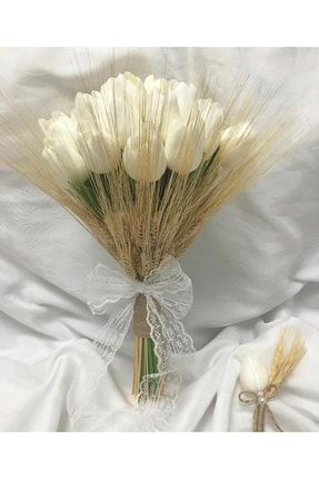 Yeni Sezon Uzun Kılçıklı Kuru Çiçek Başak Beyaz Lale Gelin Buketi Gelin Çiçeği Yaka Çiçeği 8848917748