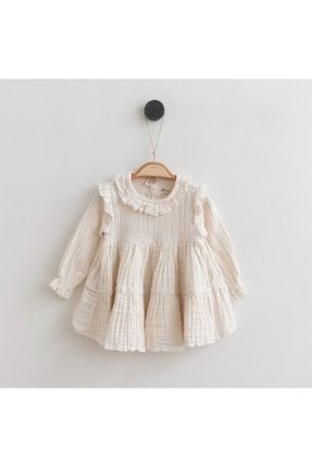 Kız Bebek Soft Dokuma Organik Pamuk Müslin Elbise 1003001 MüslinElbise