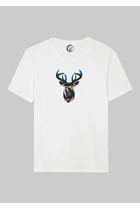 Unisex Beyaz Regular Fit %100 Pamuk Baskılı T-shirt GUFOGEYİK