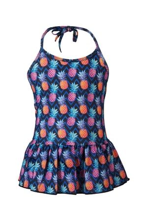 Hiem Kız Çocuk Elbise Mayo Ananas Desenli 5-14 Yaş Arası İyibuu2767