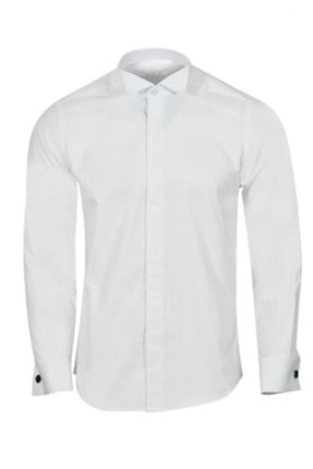 Beyaz Damatlık Ata Yaka Slim Fit Gömlek G40GİZLİKANUN
