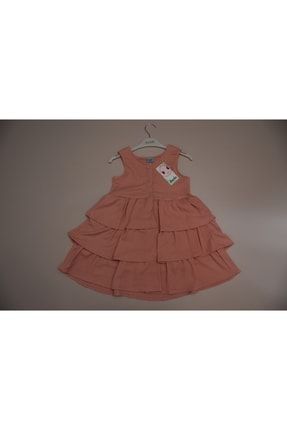 Kız Çocuk Düz Renk Sıfı Kol Fırfırlı Elbise ELB22304