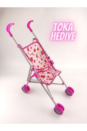 Baston Metal Puset Gri Pembe Oyuncak Bebek Arabası SBL.BST.001